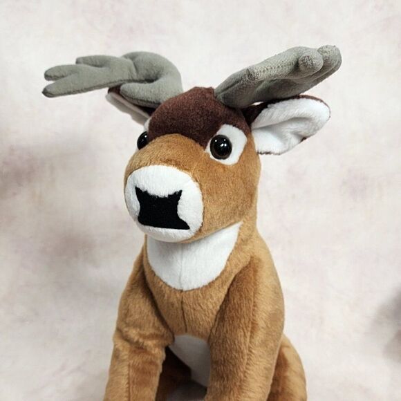 Wild Republic 12" Reindeer Plush Whitetail Deer Buck Stuffed Soft Toy Sitting - Picture 4 of 8